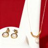 Picture of A²OTP Golden Pearl Accent Jewelry Set (Necklace + Earrings) - Vintage Light-Luxury Elegant Style - Daily Versatile Piece – Perfect Gift for Her on Birthdays/Anniversaries