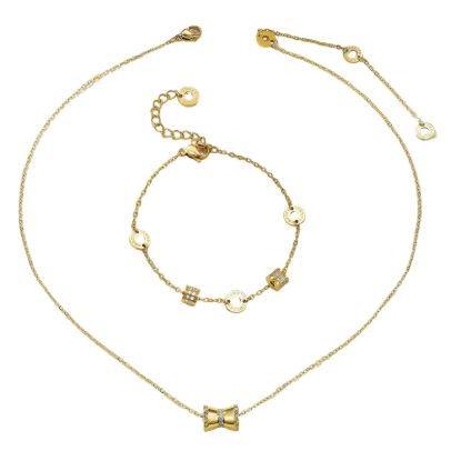 Picture of A²OTP Women's Delicate Golden Jewelry Set (Necklace + Bracelet) – Chic Minimalist Elegance – Perfect Gift
