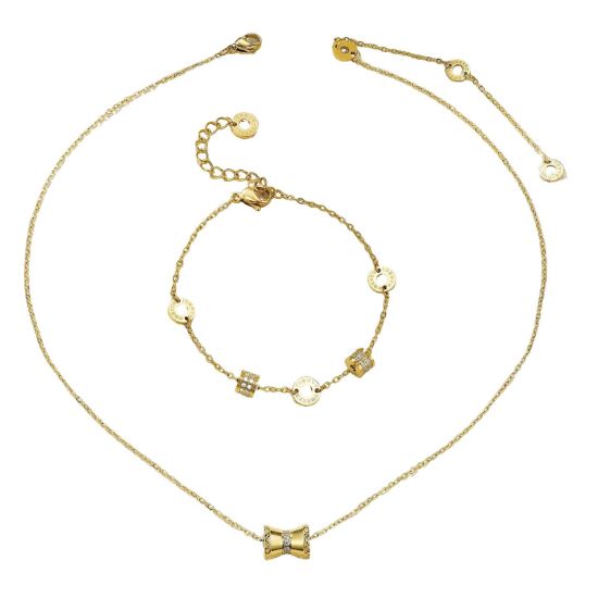 Picture of A²OTP Women's Delicate Golden Jewelry Set (Necklace + Bracelet) – Chic Minimalist Elegance – Perfect Gift