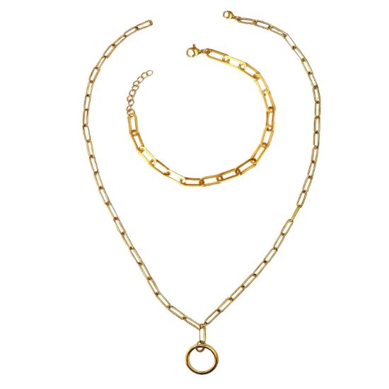 Picture of A²OTP Elegant Gold Necklace and Bracelet Set - Stylish and Versatile Accessories - Ideal Gift